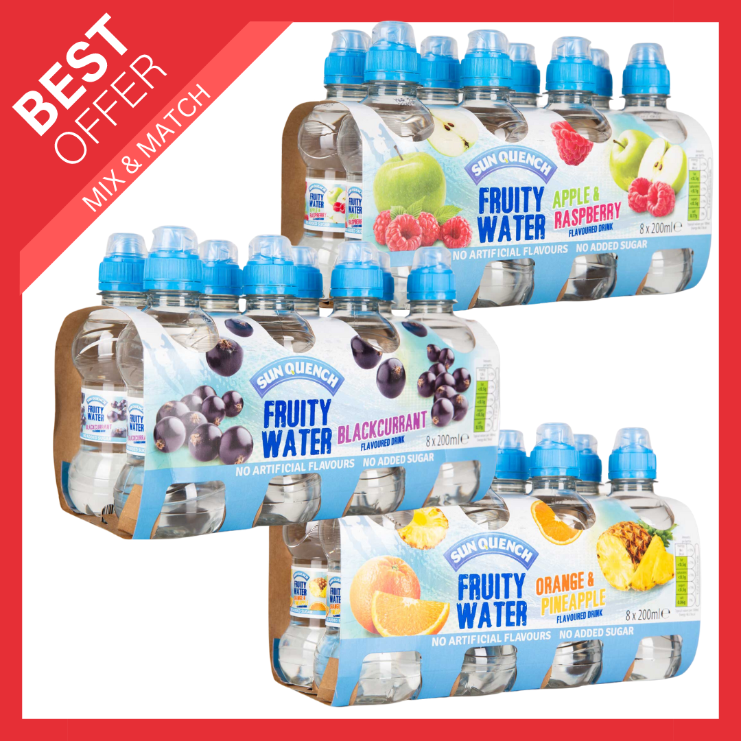 BBO - Sun Quench  Fruity Water - Mix & Match 3 x (8 x200ml)