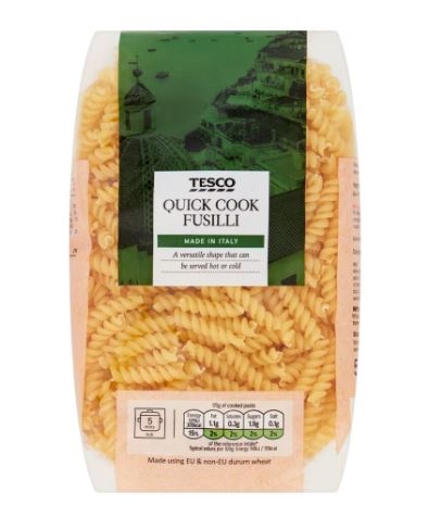 Tesco Quick Cook Fusilli Pasta 500G