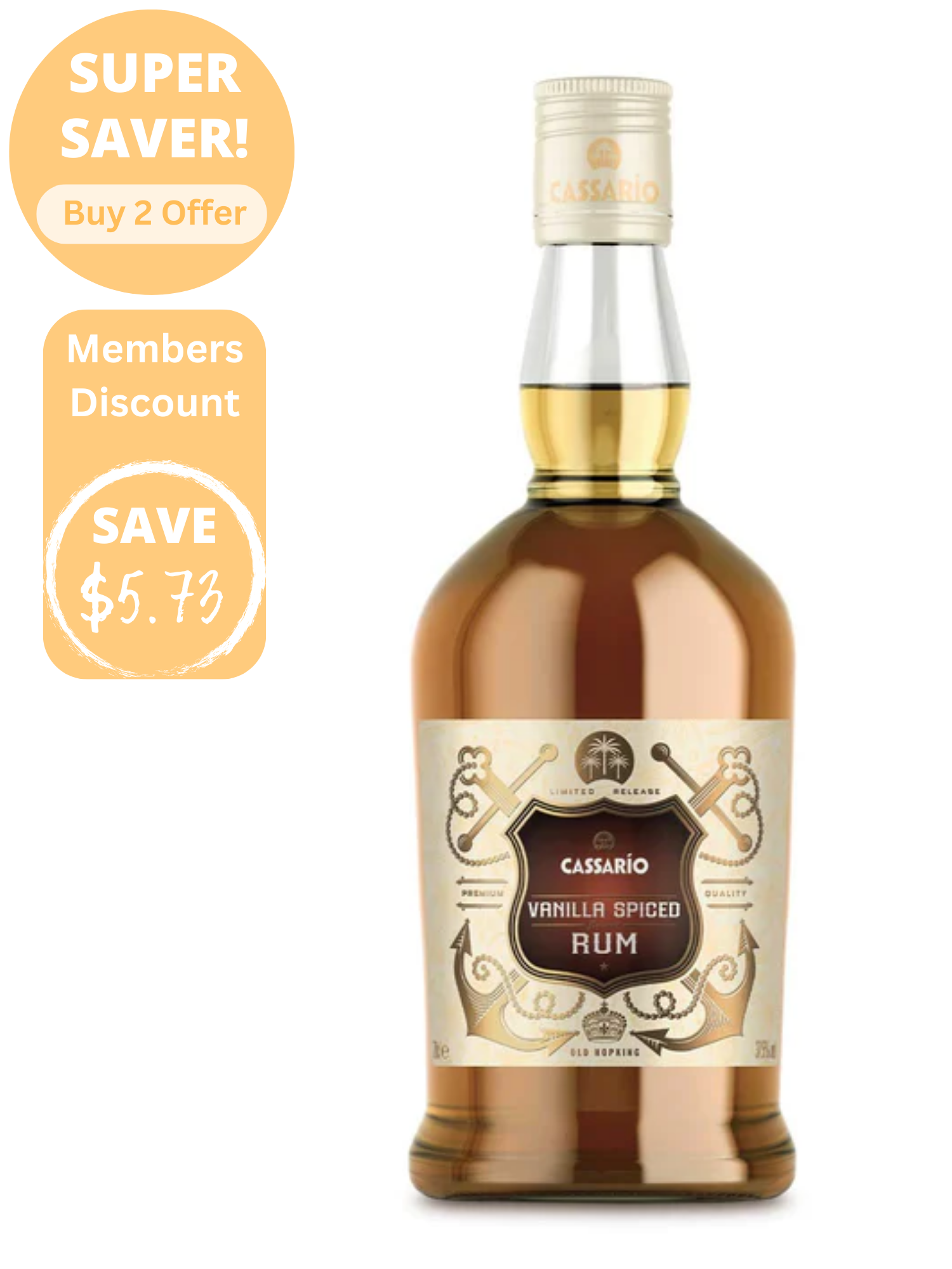 Cassario Vanilla Spiced Flavour Rum 70cl