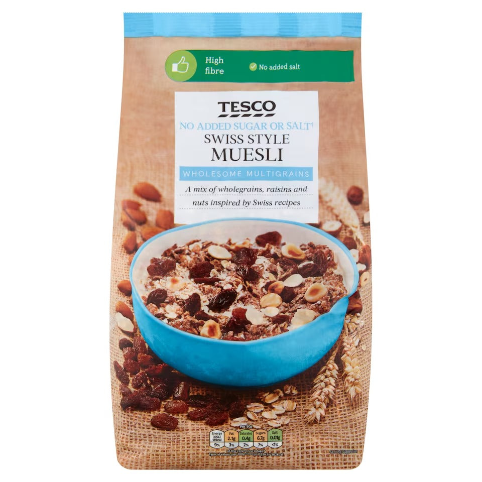 WSO- Tesco Swiss Style No Added Sugar Muesli 1Kg 1X8