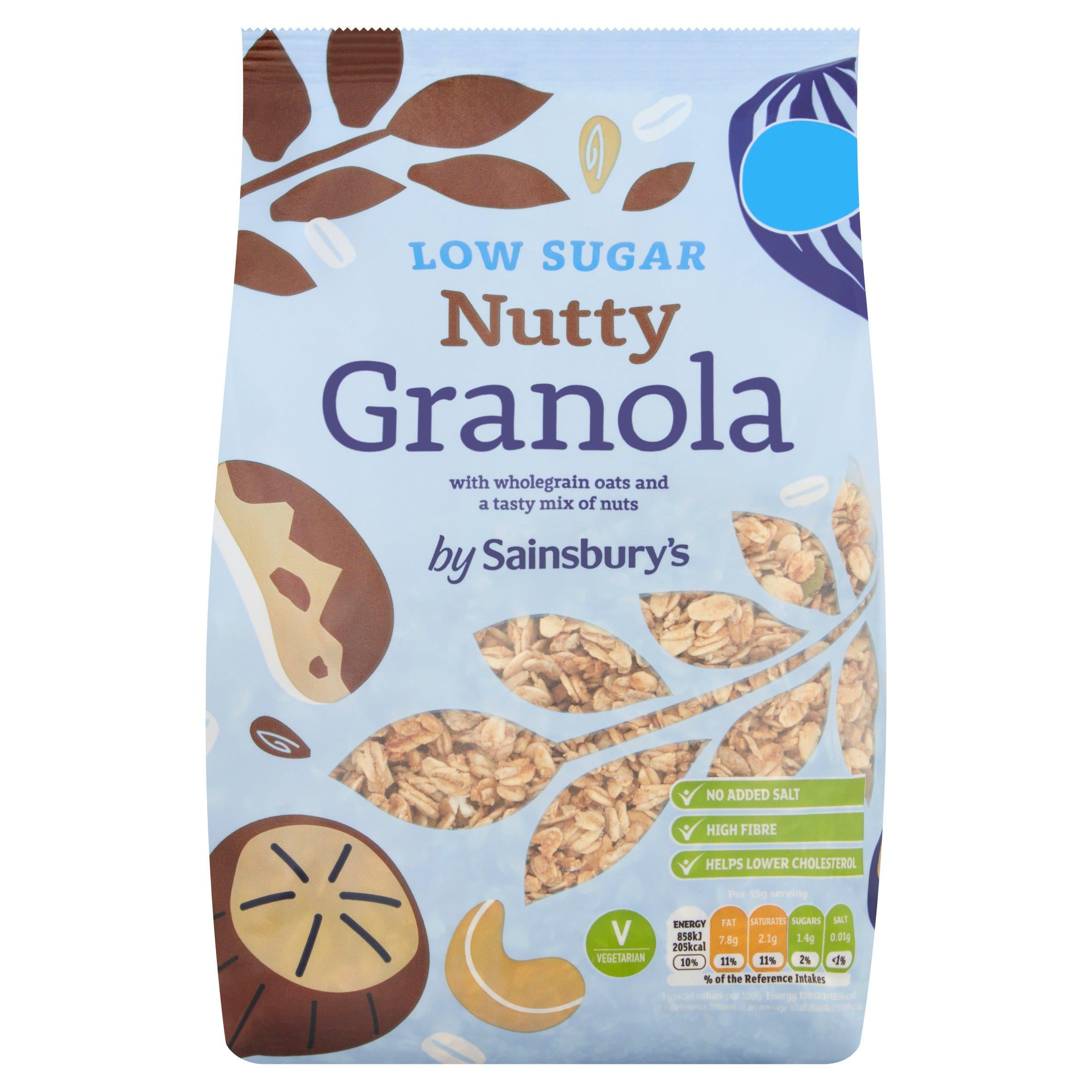 WSO - Sainsbury's Nutty Low Sugar Granola 500g 1x8