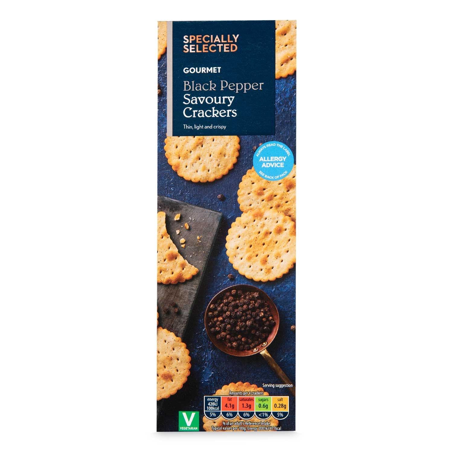 Specially Selected - Gourmet Black Pepper Savoury Crackers 185g