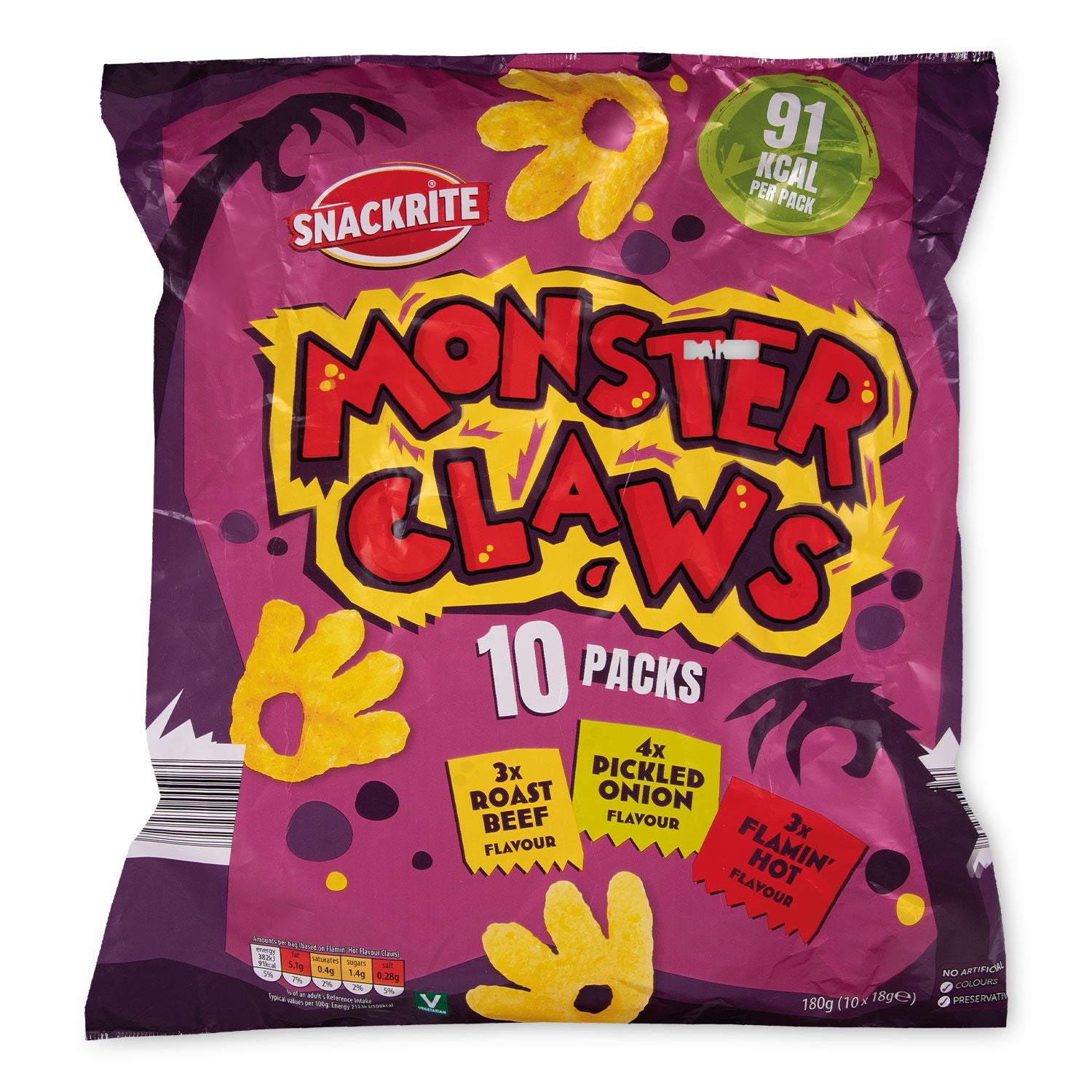 WSO - Snackrite Monster Claws Multipack 10x18g