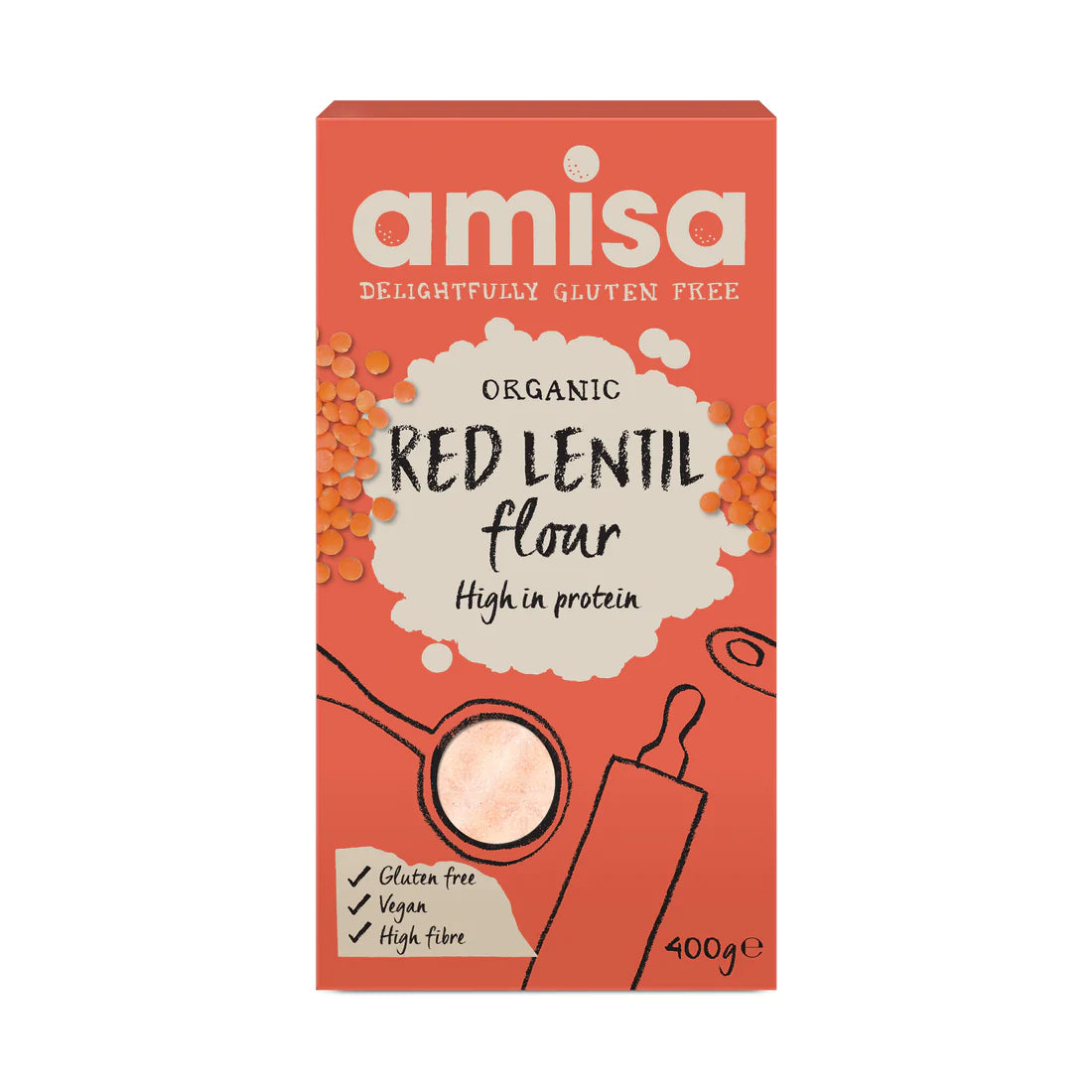 Amisa GLUTEN FREE RED LENTIL FLOUR 400g
