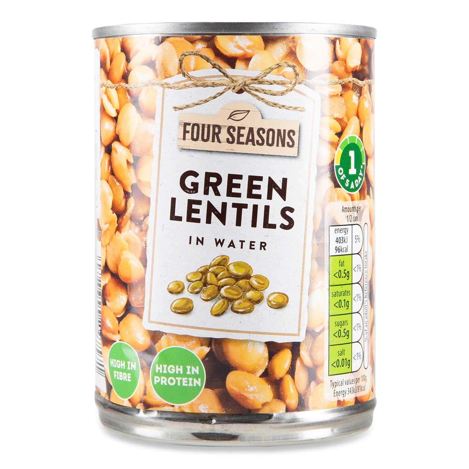Four Seasons Green Lentils In Water 390g