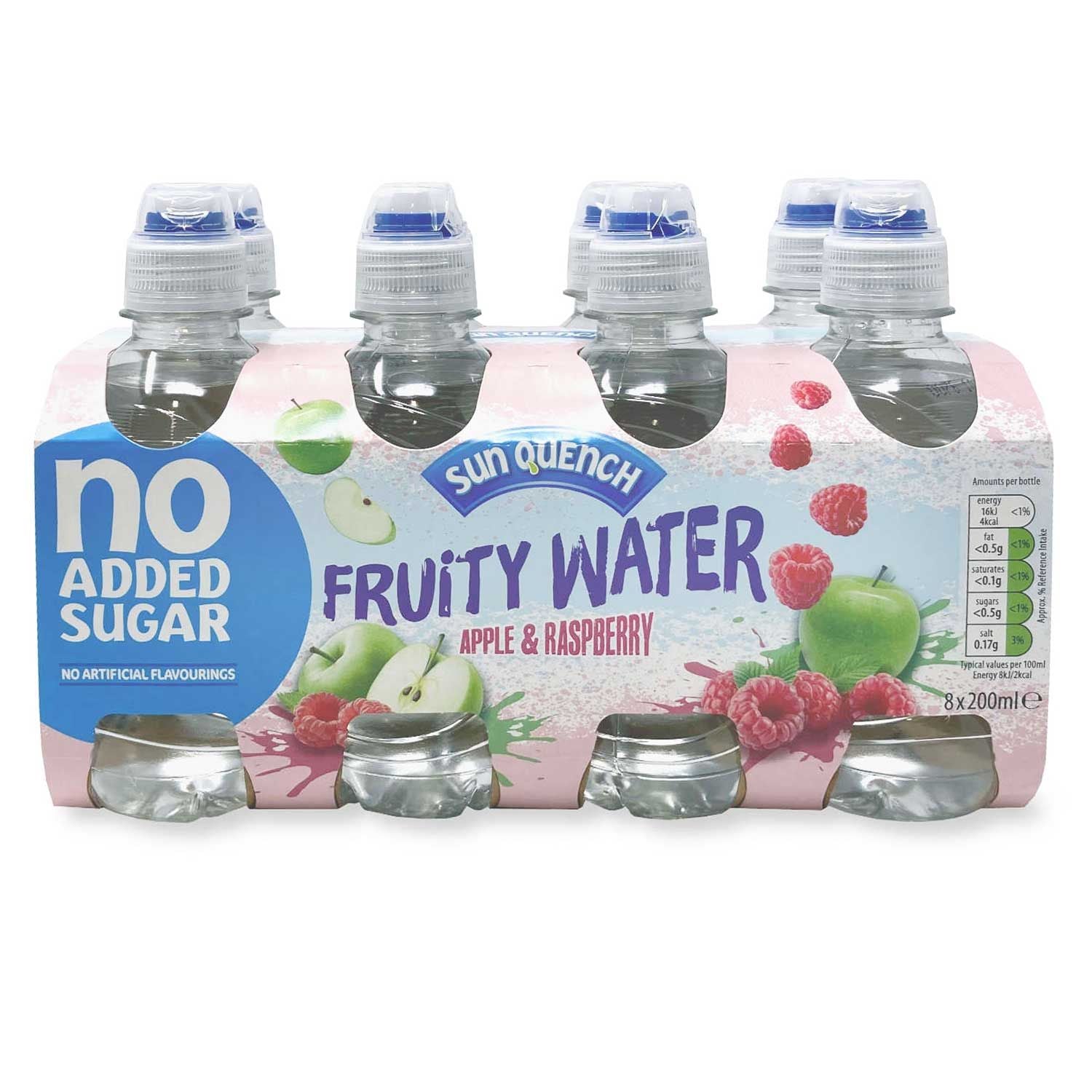 Sun Quench Fruity Water Apple & Raspberry 8x200ml