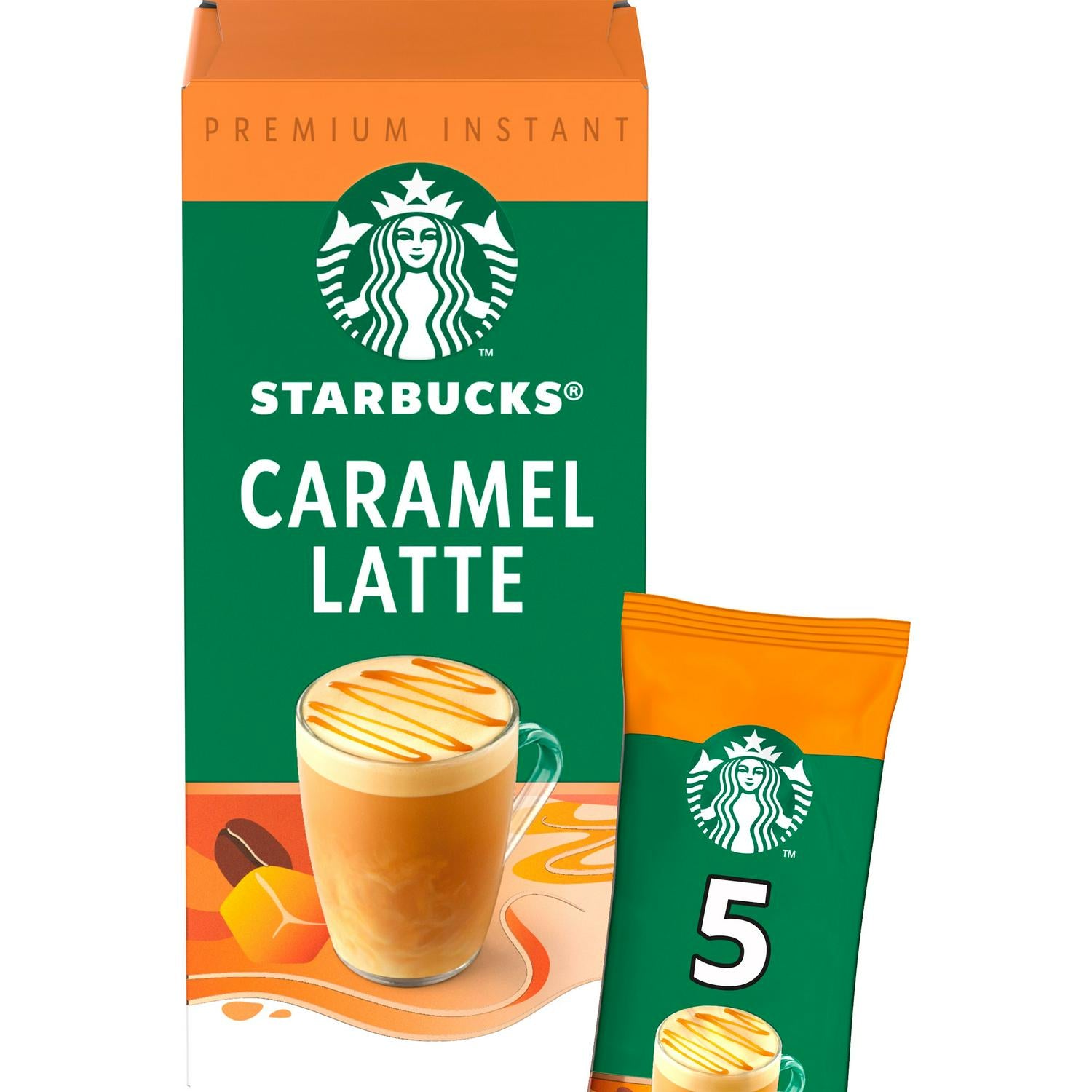 Starbucks Caramel Latte Premium Instant Coffee, 5x21.5g Sachets 107.5g