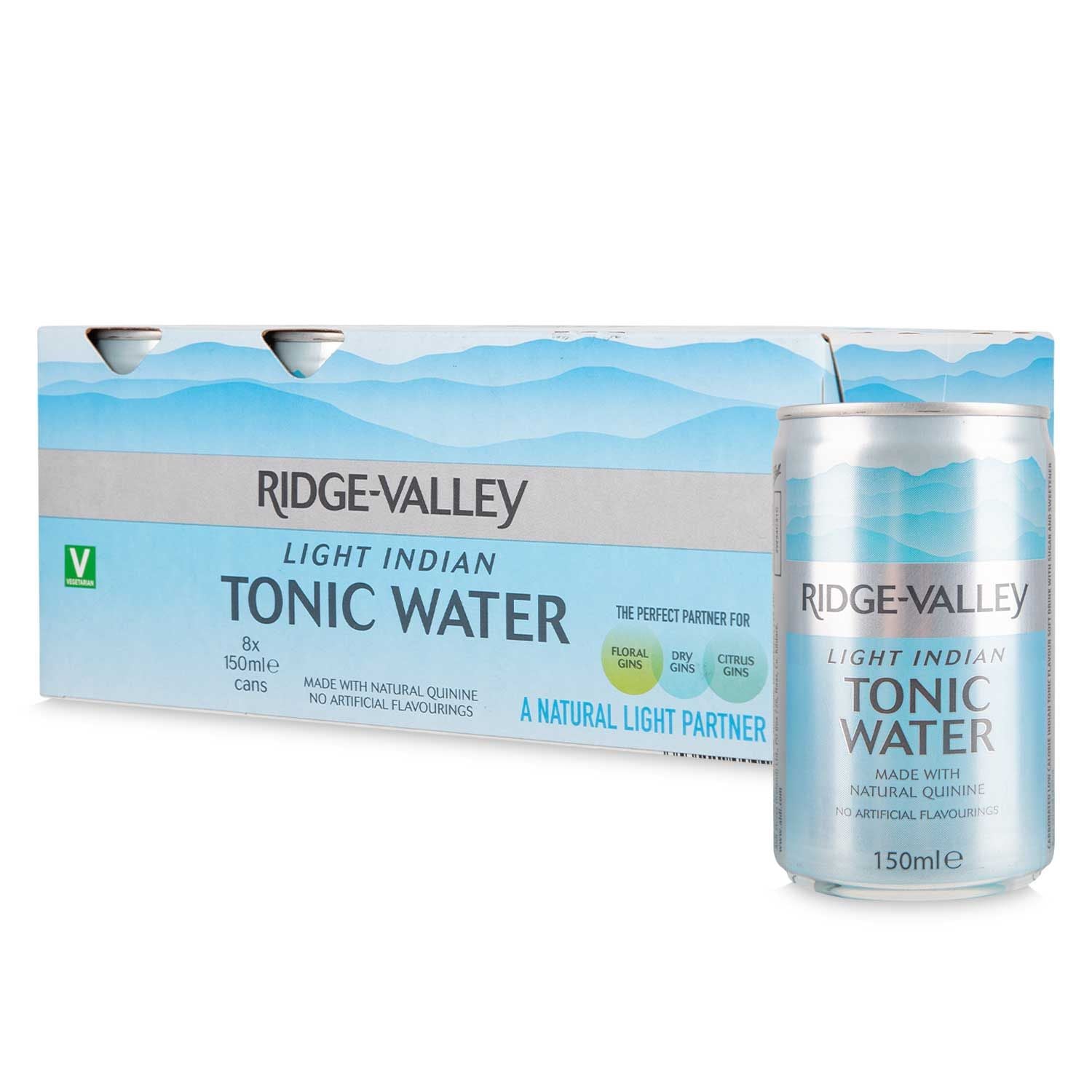 WSO- Ridge Valley Light Indian Tonic Water 8x150ml