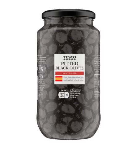 Tesco Pitted Black Olives 900G
