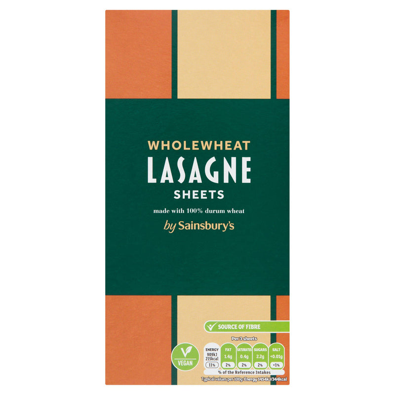 Sainsbury's Wholewheat Lasagne Sheets 500g