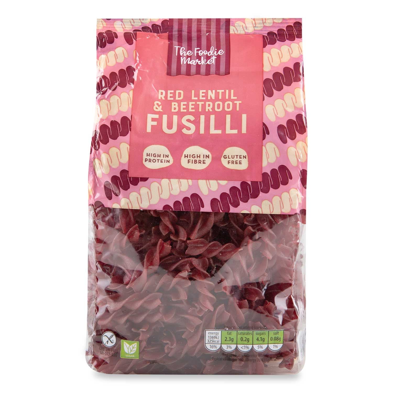 WSO -  The Foodie Market Gluten Free Red Lentil & Beetroot Fusilli 250g 1X24