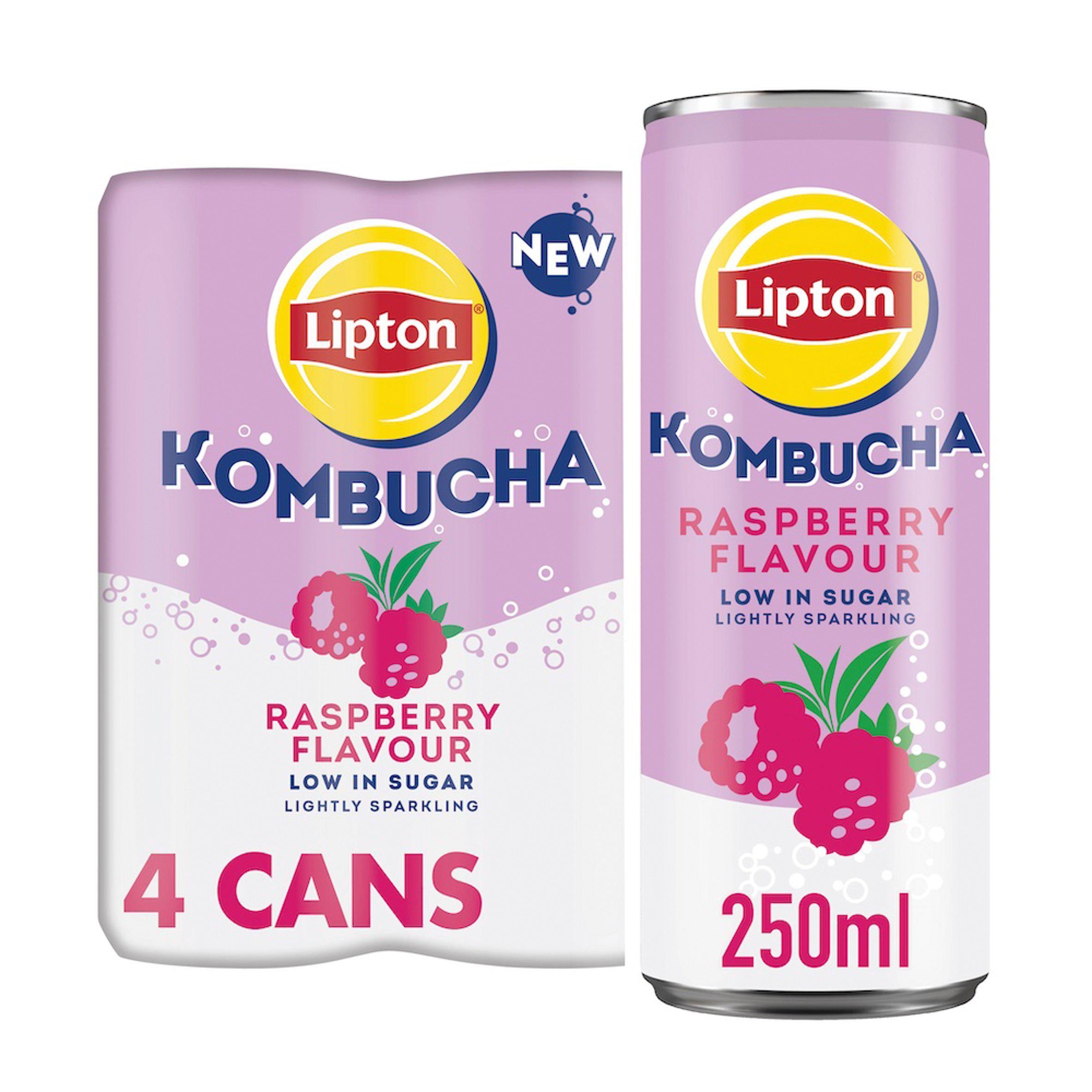 Lipton Kombucha Raspberry Flavour Cans 4 x 250ml