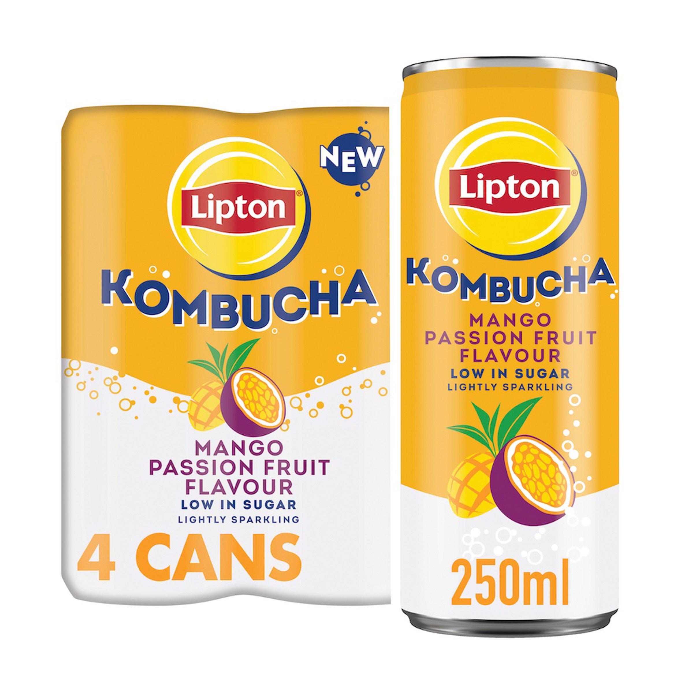 Lipton Kombucha Mango Passion Fruit Flavour Cans 4 x 250ml