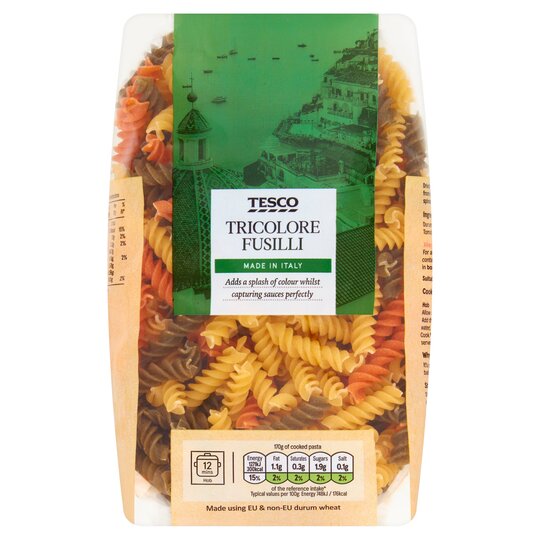 WSO - Tesco Tricolore Fusilli Pasta Twists 500G 1x12
