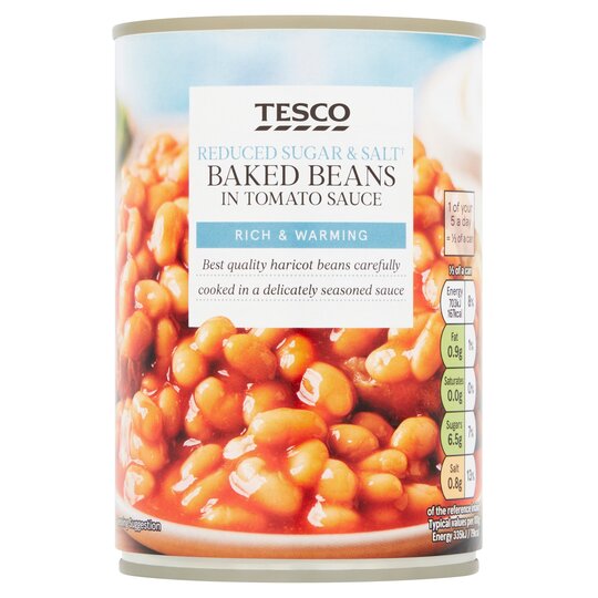 Tesco Reduced Sugar And Salt Baked Beans In Tomato Sauce 420G