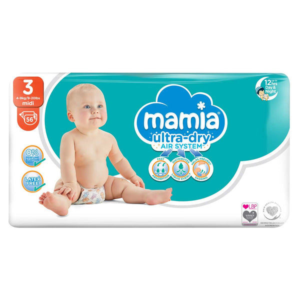 Mamia Ultra-dry Midi Nappies - Size 3 56 Pack