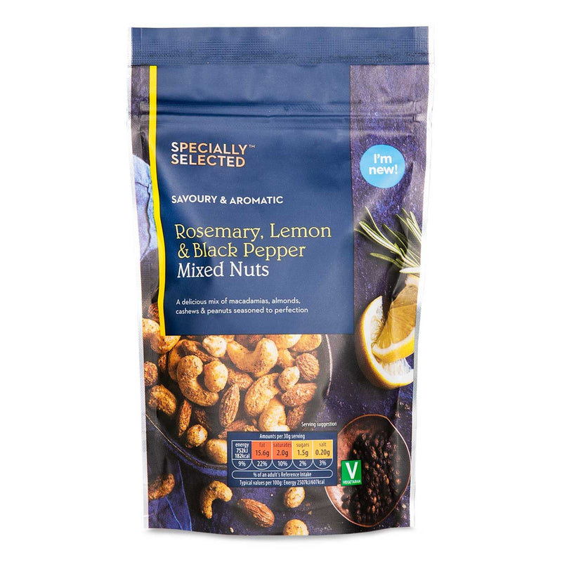 Specially Selected Rosemary, Lemon & Black Pepper Mixed Nuts 150g