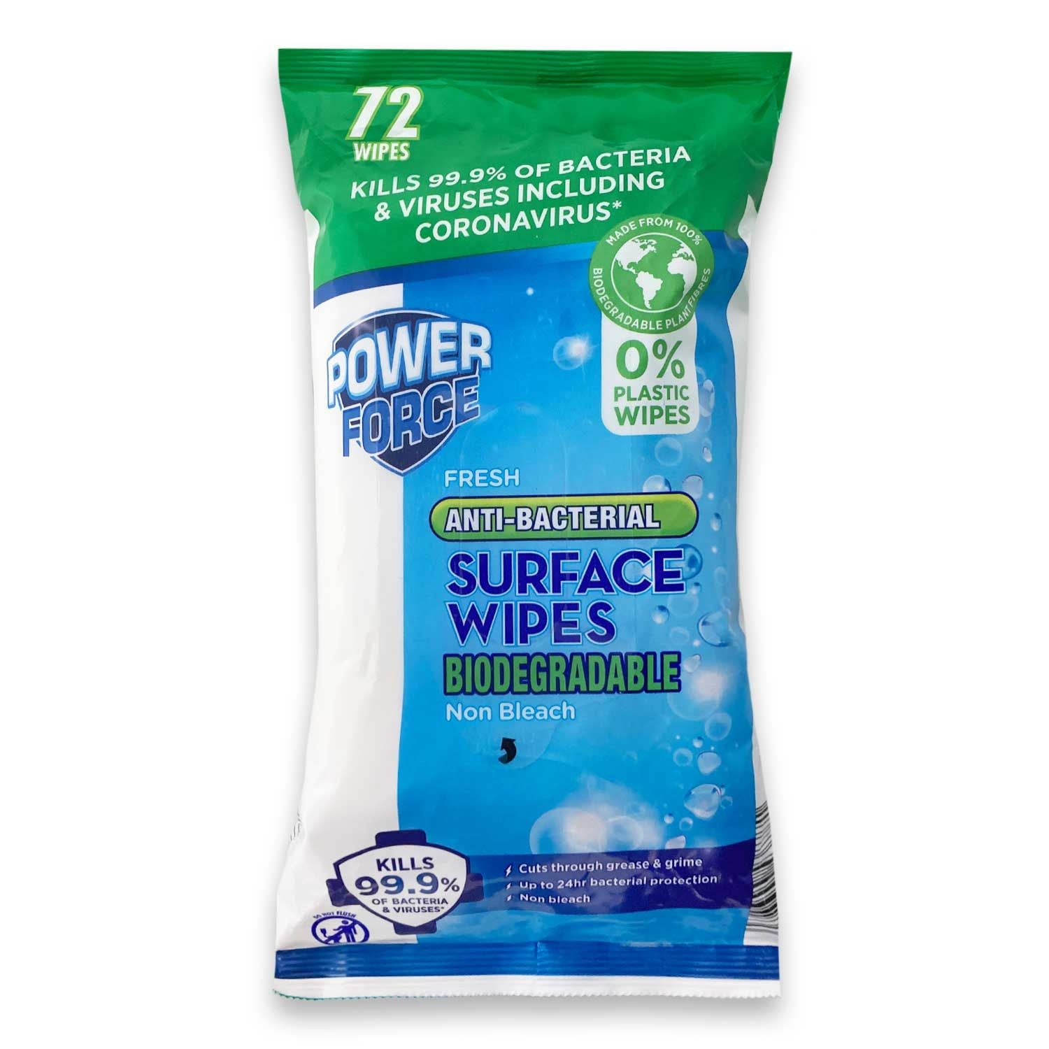 Powerforce Biodegradable Surface Wipes 72 Pack